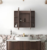 COOGEE Sable Walnut Front-Lit LED Oval Shaving Cabinet (900/1200/1500/1800mm)