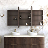 NEWPORT Sable Walnut Front-Lit LED Soft Square Shaving Cabinet (Optional Sizes)