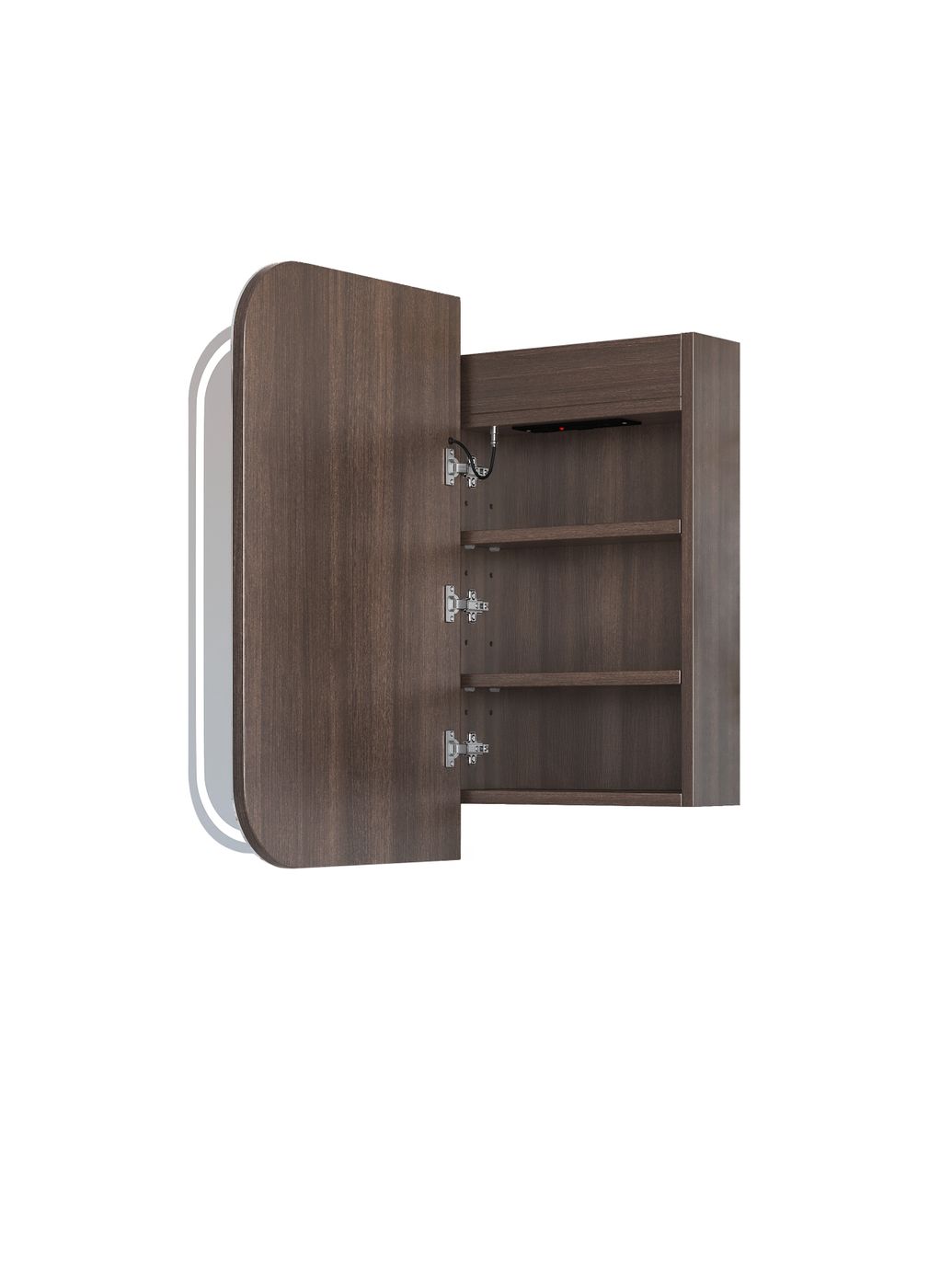 NEWPORT Sable Walnut Front-Lit LED Soft Square Shaving Cabinet (Optional Sizes)