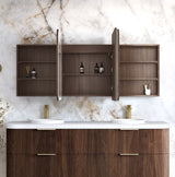 NEWPORT Sable Walnut Front-Lit LED Soft Square Shaving Cabinet (Optional Sizes)