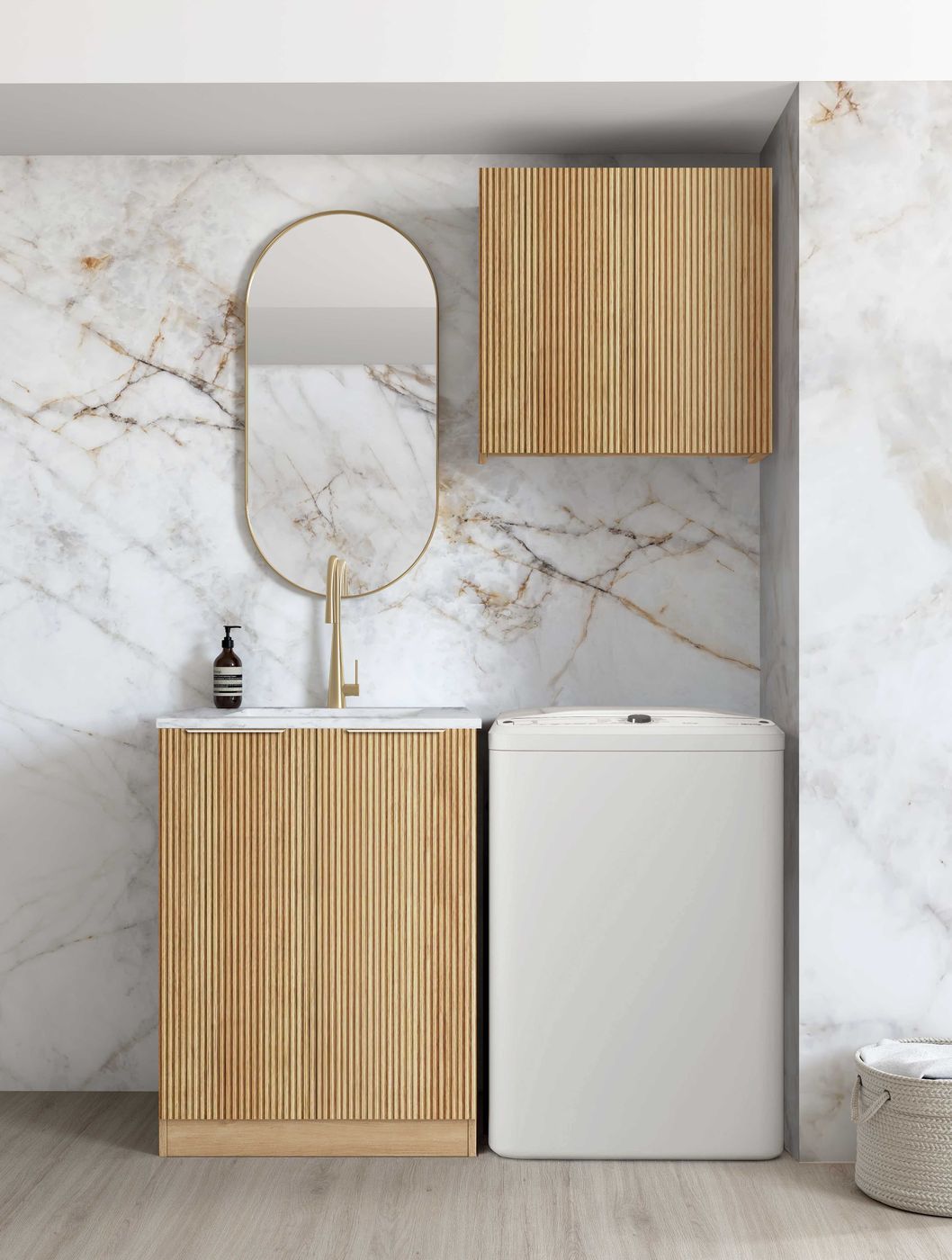Havana Woodland Oak Mini Laundry (Wall and Base Cabinet Set 650mm)