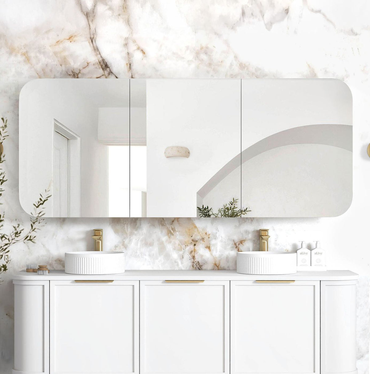 Newport Shaving Cabinet-Matte White-Soft Square 900-1200-1500-1800