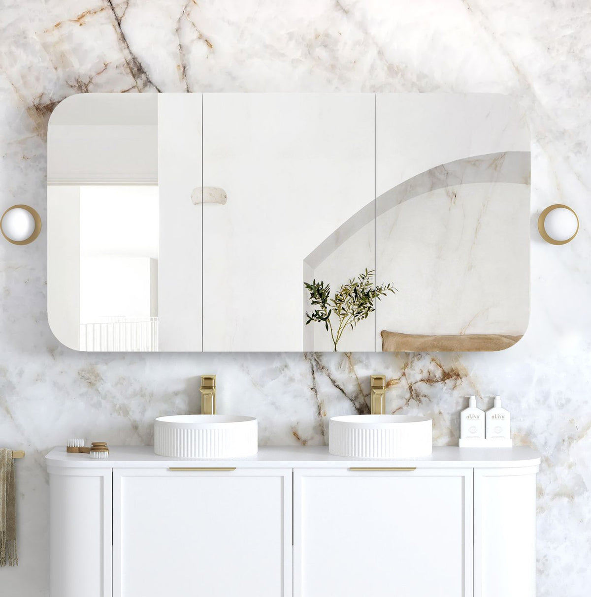 Newport Shaving Cabinet-Matte White-Soft Square 900-1200-1500-1800