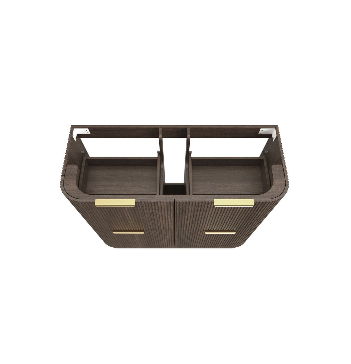HAVANA Fluted Curved Floor Standing Vanity Sable Walnut (All Sizes)