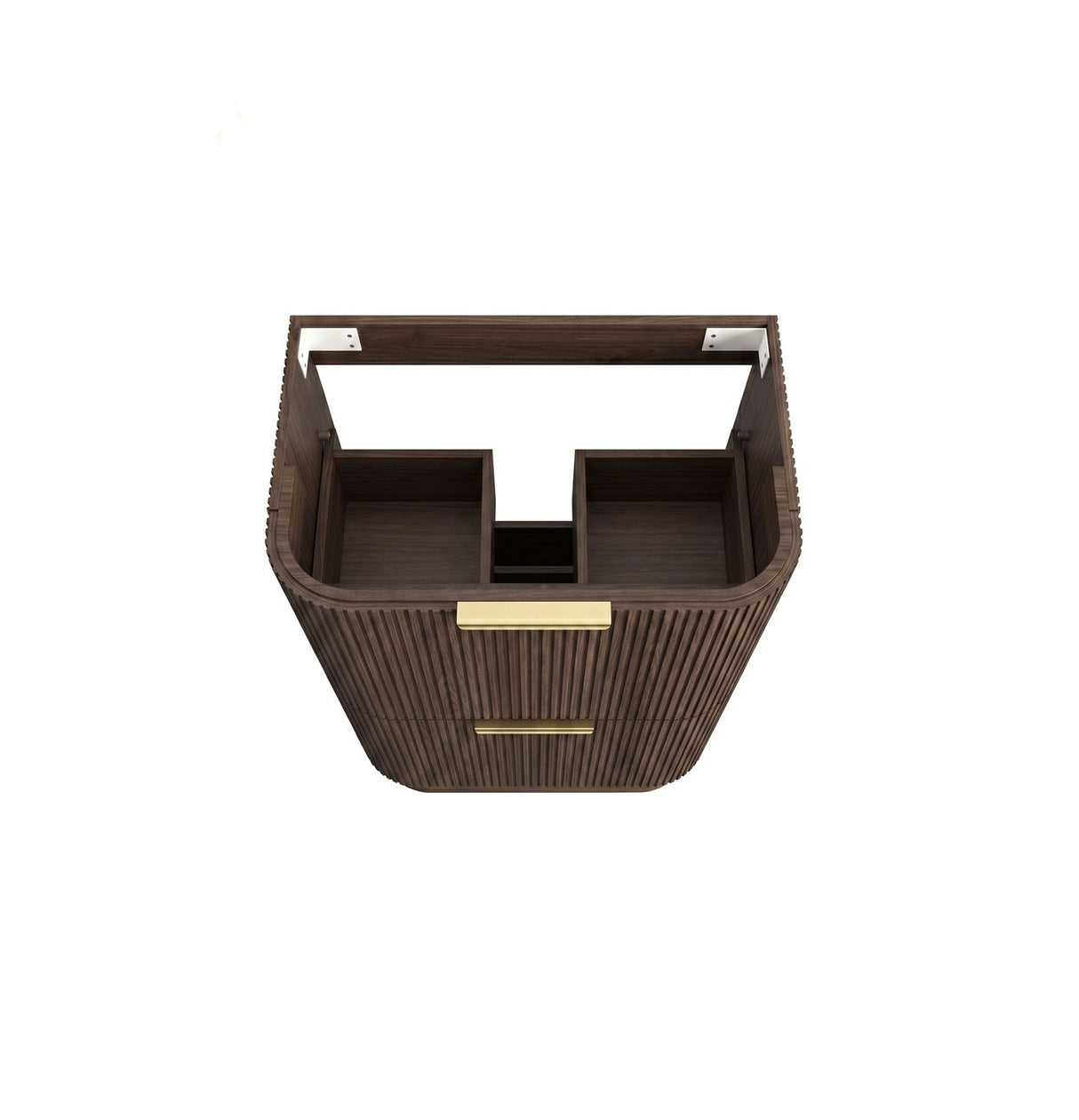 HAVANA Fluted Curved Floor Standing Vanity Sable Walnut (All Sizes)
