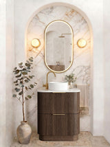 HAVANA Fluted Curved Floor Standing Vanity Sable Walnut (All Sizes)