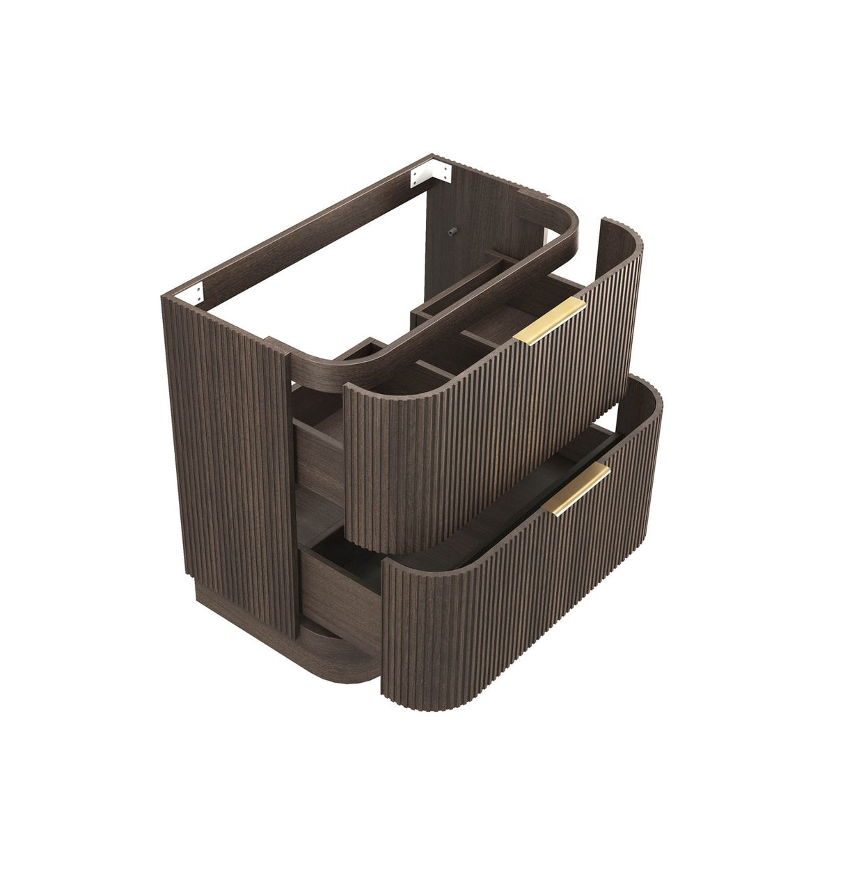 HAVANA Fluted Curved Floor Standing Vanity Sable Walnut (All Sizes)