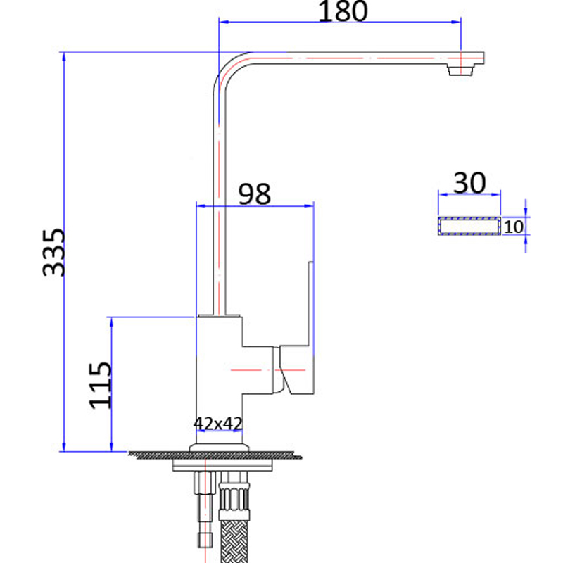 Rosa Rectangle Handle Sink Mixer Lead Free