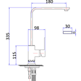 Rosa Rectangle Handle Sink Mixer Lead Free