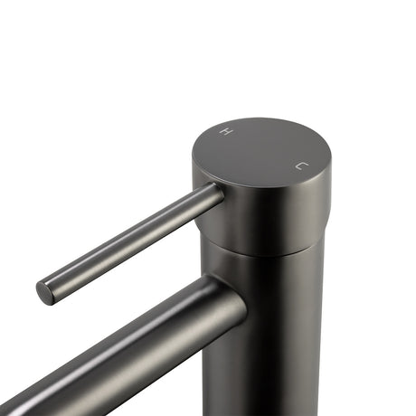 LUCID PIN Series Round Tall Basin Mixer - Brushed Gun Metal