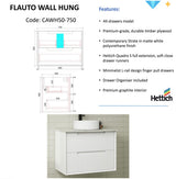FLAUTO Wall Hung Vanity Matte White (All Sizes)