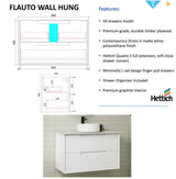 FLAUTO Wall Hung Vanity Matte White (All Sizes)