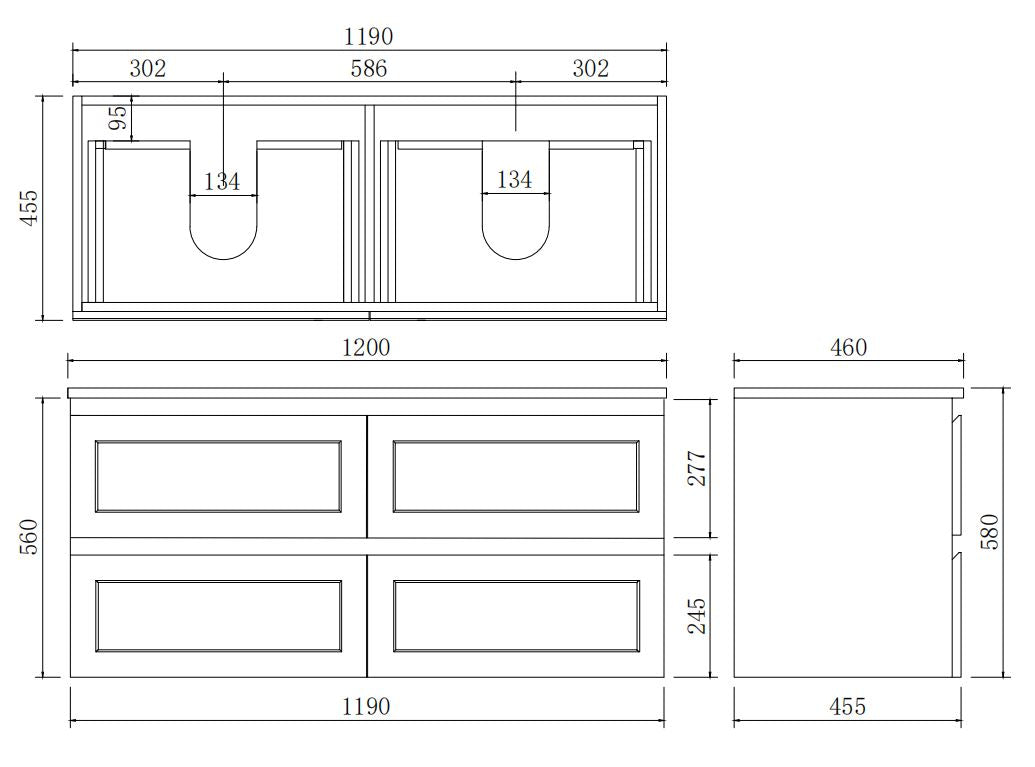 Fremantle PVC Wall Hung Cabinet Vanity 1200mm (Matte White) (Single/Double Bowl)