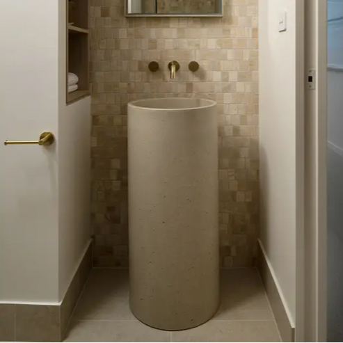 Sticks & Stone Concrete Polished Full Height Round Pedestal Basin