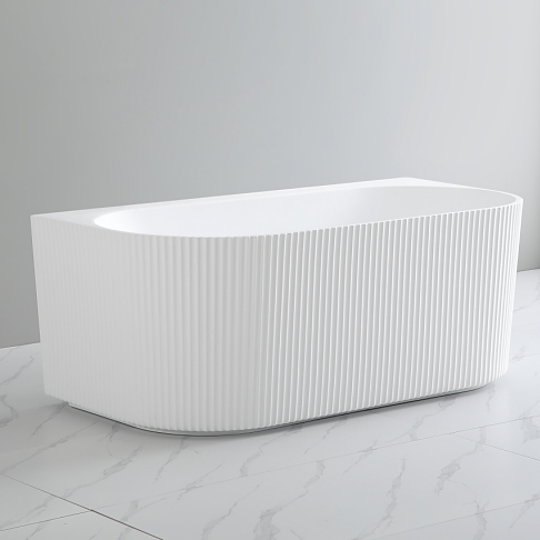 Bari Back to Wall Free Standing Bathtub with Non-Overflow (Gloss White /Matte White) (1500/1700mm)