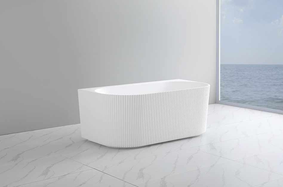 Bari Back to Wall Free Standing Bathtub with Non-Overflow (Gloss White /Matte White) (1500/1700mm)