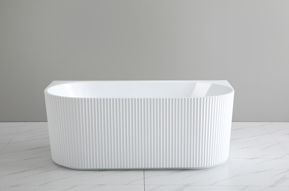 Bari Back to Wall Free Standing Bathtub with Non-Overflow (Gloss White /Matte White) (1500/1700mm)