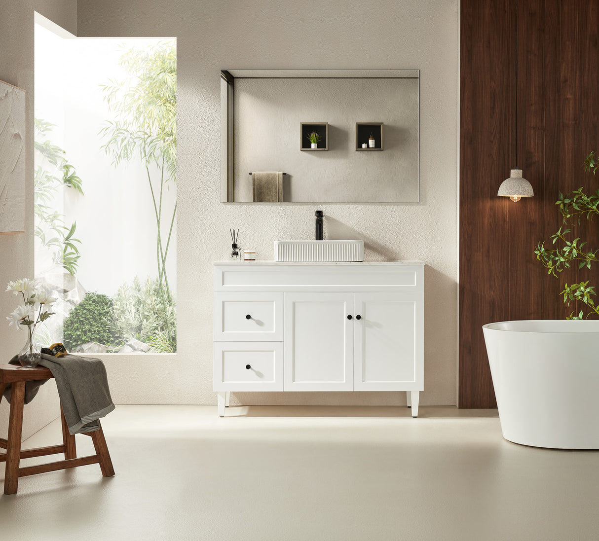hamptons shaker style vanity unit white 