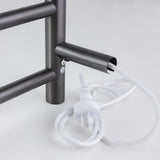 Round Electric Heated Towel Rack 6 Bars - Brushed Gun Metal