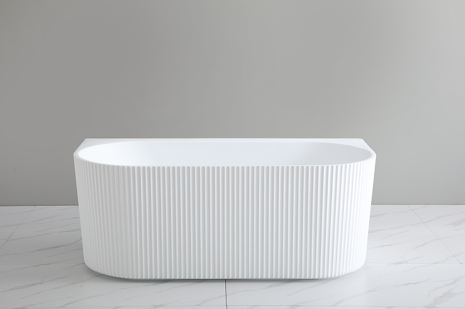 Bari Back to Wall Free Standing Bathtub with Non-Overflow (Gloss White /Matte White) (1500/1700mm)