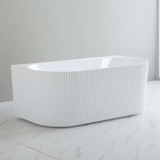 Bari Back to Wall Free Standing Bathtub with Non-Overflow (Gloss White /Matte White) (1500/1700mm)