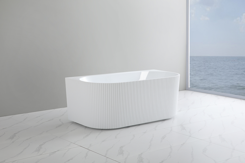 Bari Back to Wall Free Standing Bathtub with Non-Overflow (Gloss White /Matte White) (1500/1700mm)