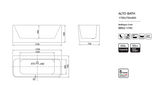 ALTO Back to Wall Bathtub Overflow 1700mm/1500mm