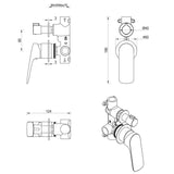 Kaza Shower Mixer Diverter – 2P – TRIM KIT ONLY