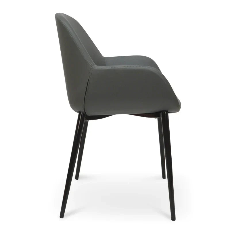 Calibre CDC962-SD Dining Chair in Charcoal Grey With Black Legs
