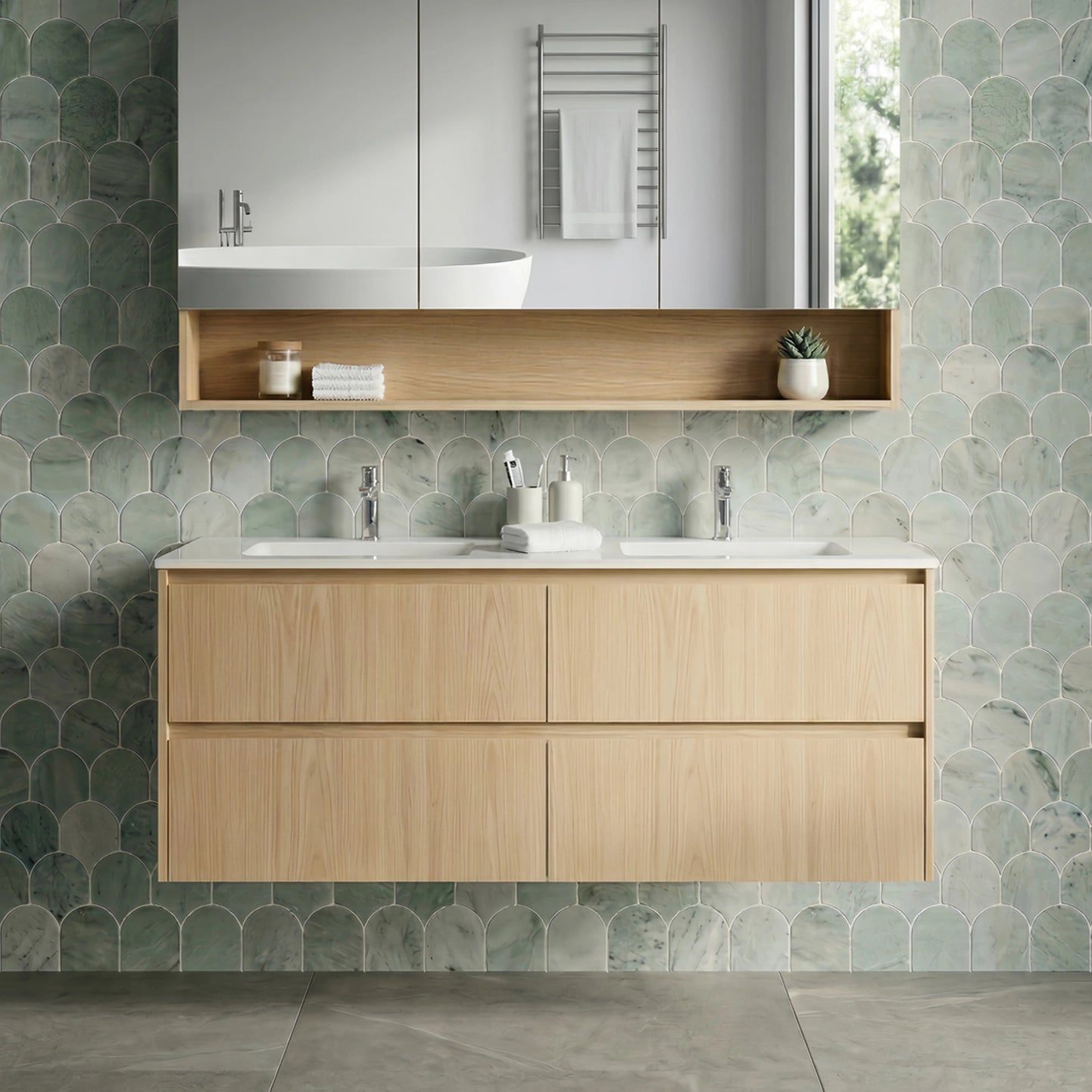 Lukka Gladstone Plywood Wall Hung Vanity - Sandy Oak (All Sizes)