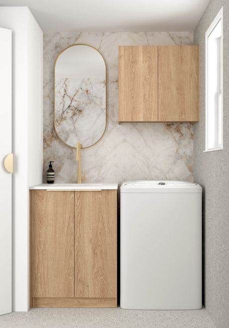 natural oak cabinet for laundry - 1 