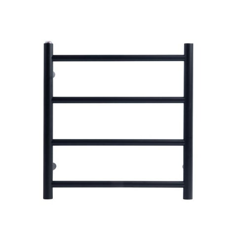 Round Electric Heated Towel Rack 4 Bars - Matte Black