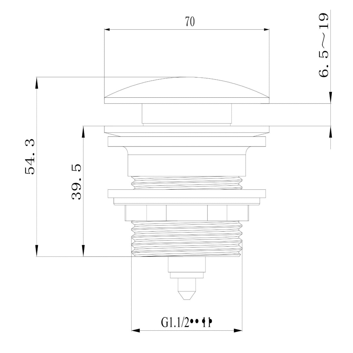 Pop-up Waste Bath Without Overflow 40mm