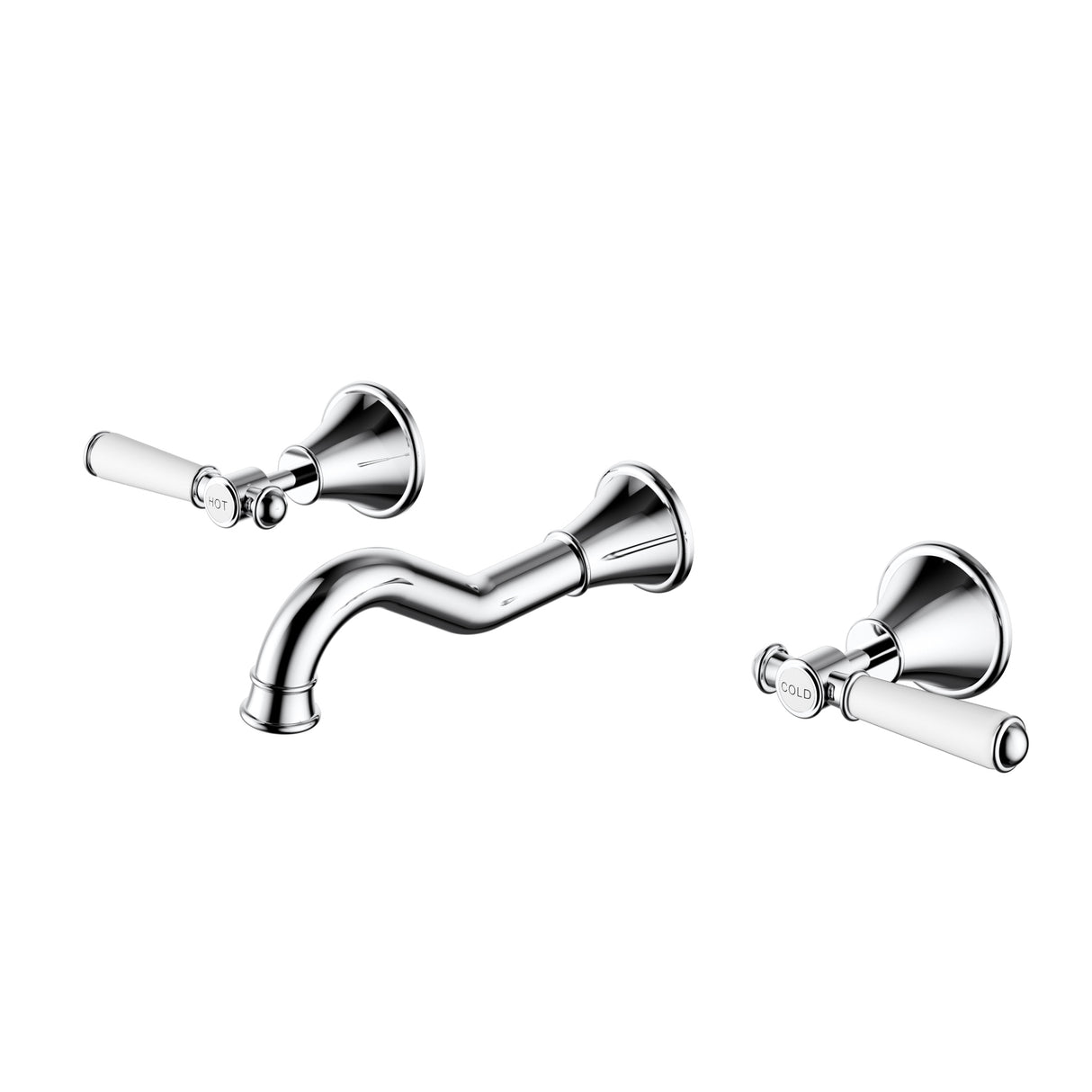 Clasico Bath Tap Set - Ceramic Handle - Chrome