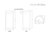 Sticks & Stone Concrete Polished Full Height Half Moon Pedestal Basin