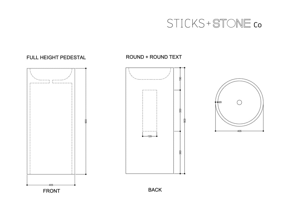 Sticks & Stone Concrete Textured Full Height Round Pedestal Basin