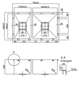 POS Stainless Steel Kitchen Double Sink 750×450×235mm