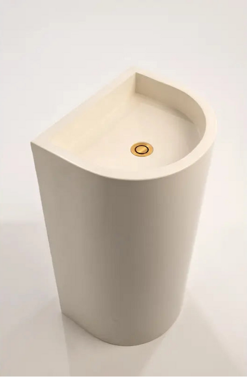 Sticks & Stone Concrete Polished Full Height Half Moon Pedestal Basin
