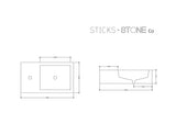 Sticks & Stone Concrete Polished Rectangular Powder Room Basin