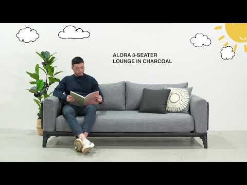 Alora 3 Seater Outdoor Aluminium Lounge in White/Charcoal