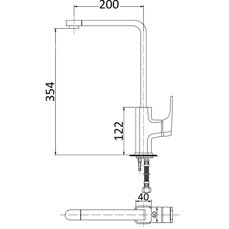 Eden Round Cornered Rectangle Handle Sink Mixer Lead Free