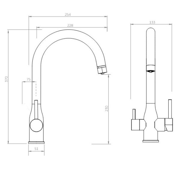 puretec_z1-e10_tripla_elite_3_way_kitchen_mixer_tap_drawing