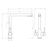 Puretec Tripla Elite 20 Brushed Nickel 3-Way Kitchen Mixer Tap & Water Filter Package