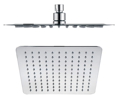 AQU 10'' Square Wide Rail Shower Station Top Water Inlet - Chrome