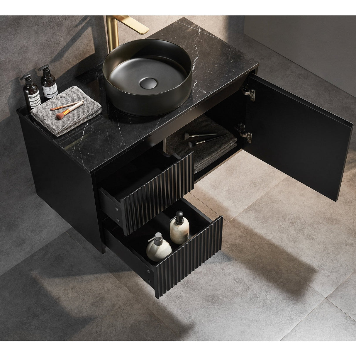Brindabella Wall Hung PVC Cabinet 900mm (Matte Black)