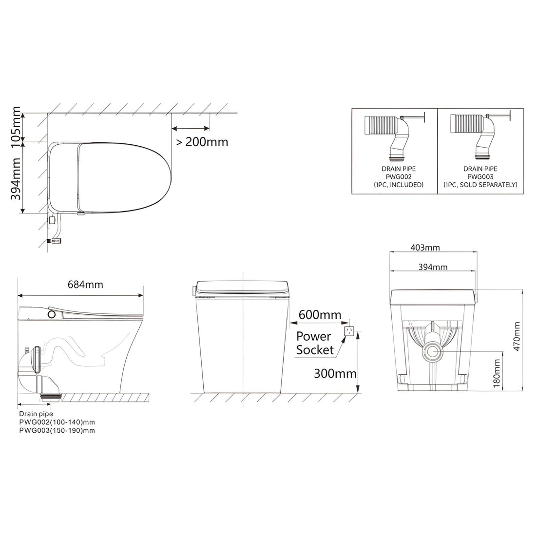 Lafeme NEOVANTA Cisternless Smart Toilet With Wireless Remote Gloss White