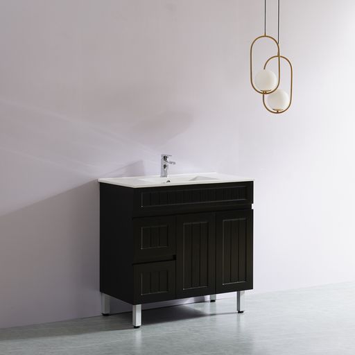 ACACIA SHAKER Matte Black PVC Floor Vanity 900mm