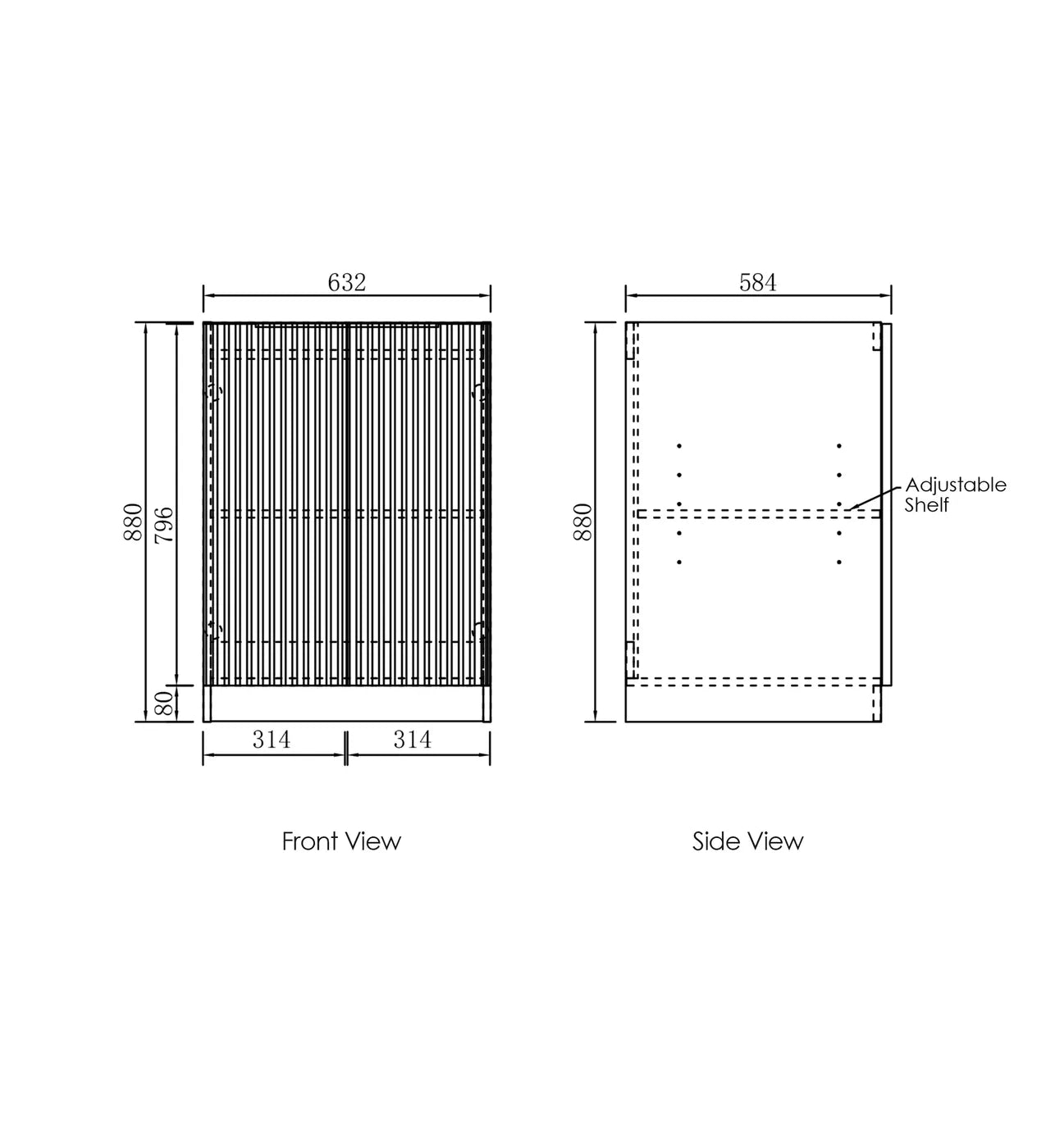 Noosa White Cabinet Laundry Set 1715x600x2100 (Style C)