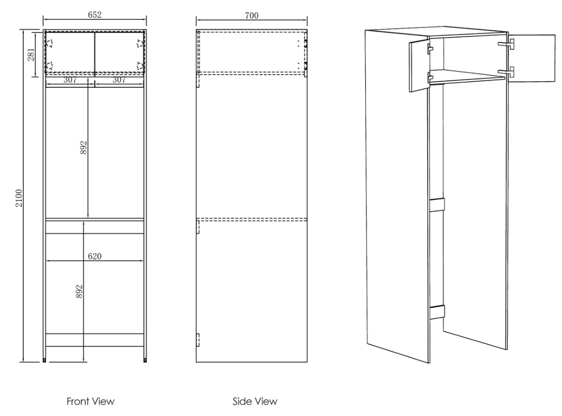 Byron Black Oak Laundry Set 1305x600x2100 (Style C)