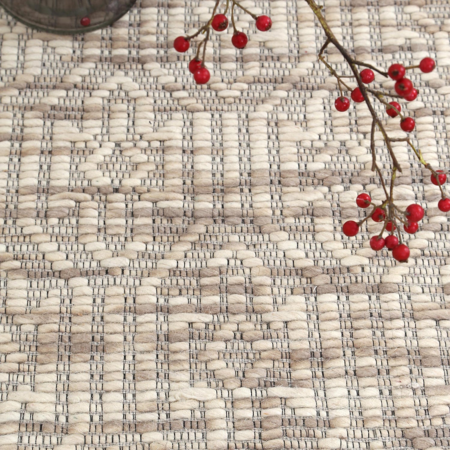 Copacabana Geometric Beige Wool Rug